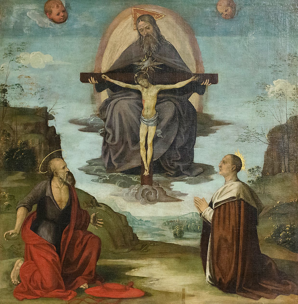De Drie-eenheid met Sint Hiëronymus en de Zalige Colombini, c.1520 door Timoteo Viti