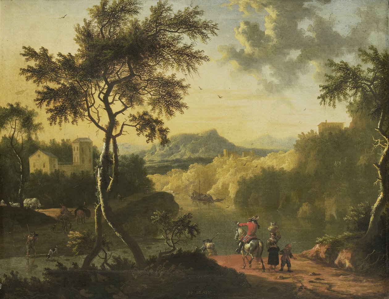 Italiaans landschap door Timotheus de Graef