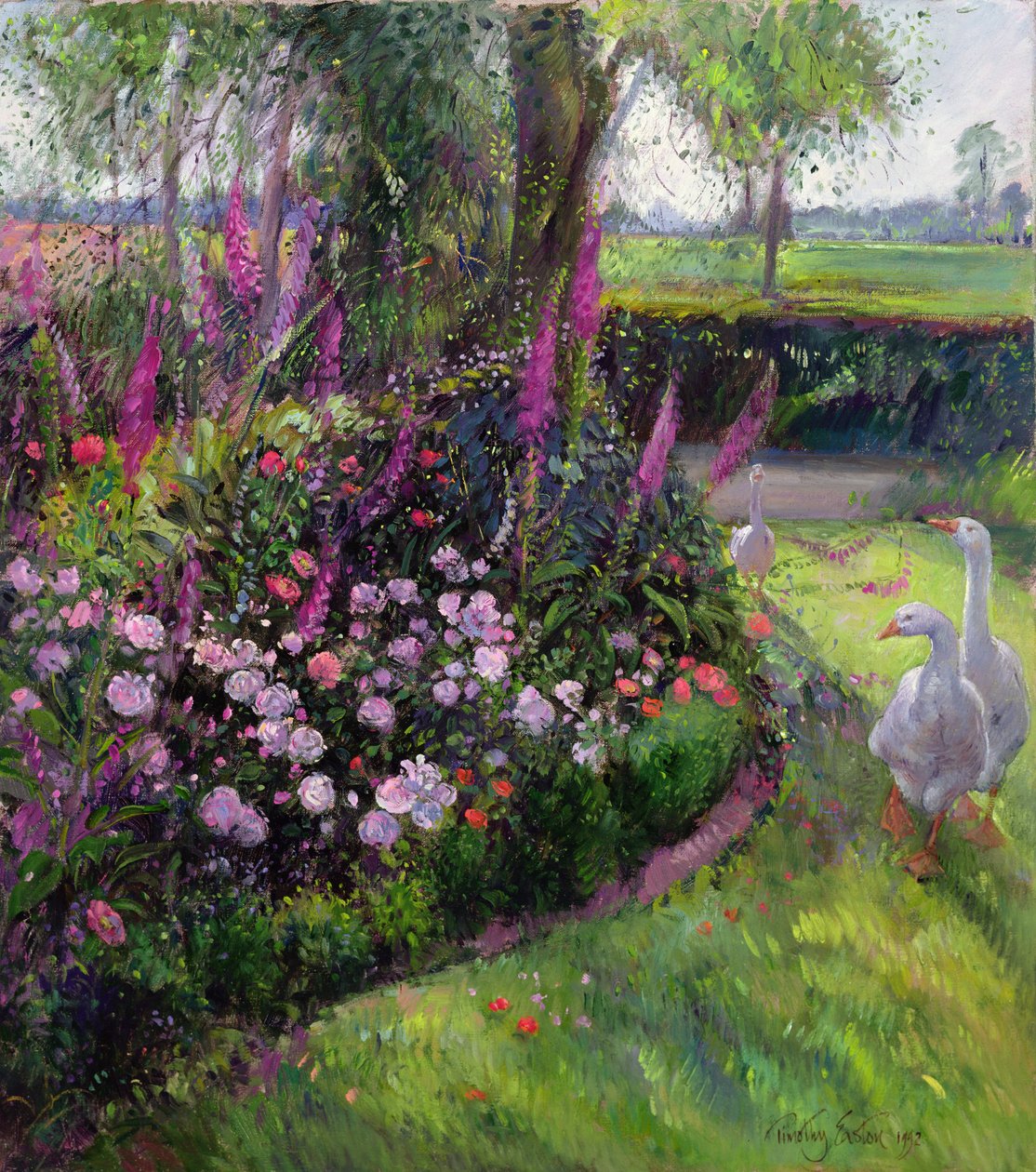 Rozenbed en Ganzen, 1992 door Timothy Easton