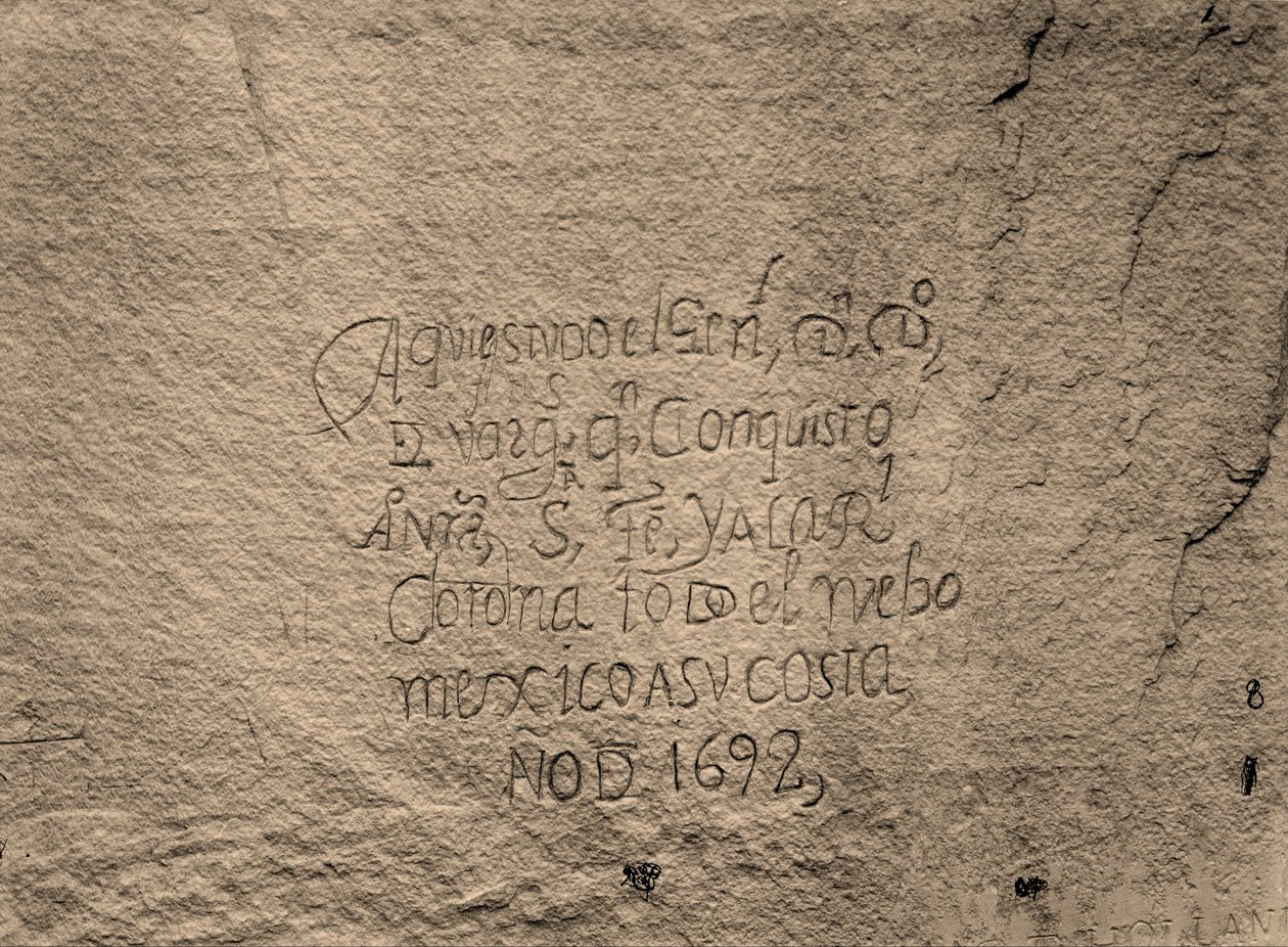 Historisch Spaans Verslag van de Verovering; Zuidzijde van Inscriptierots, N.M. door Timothy H. OSullivan