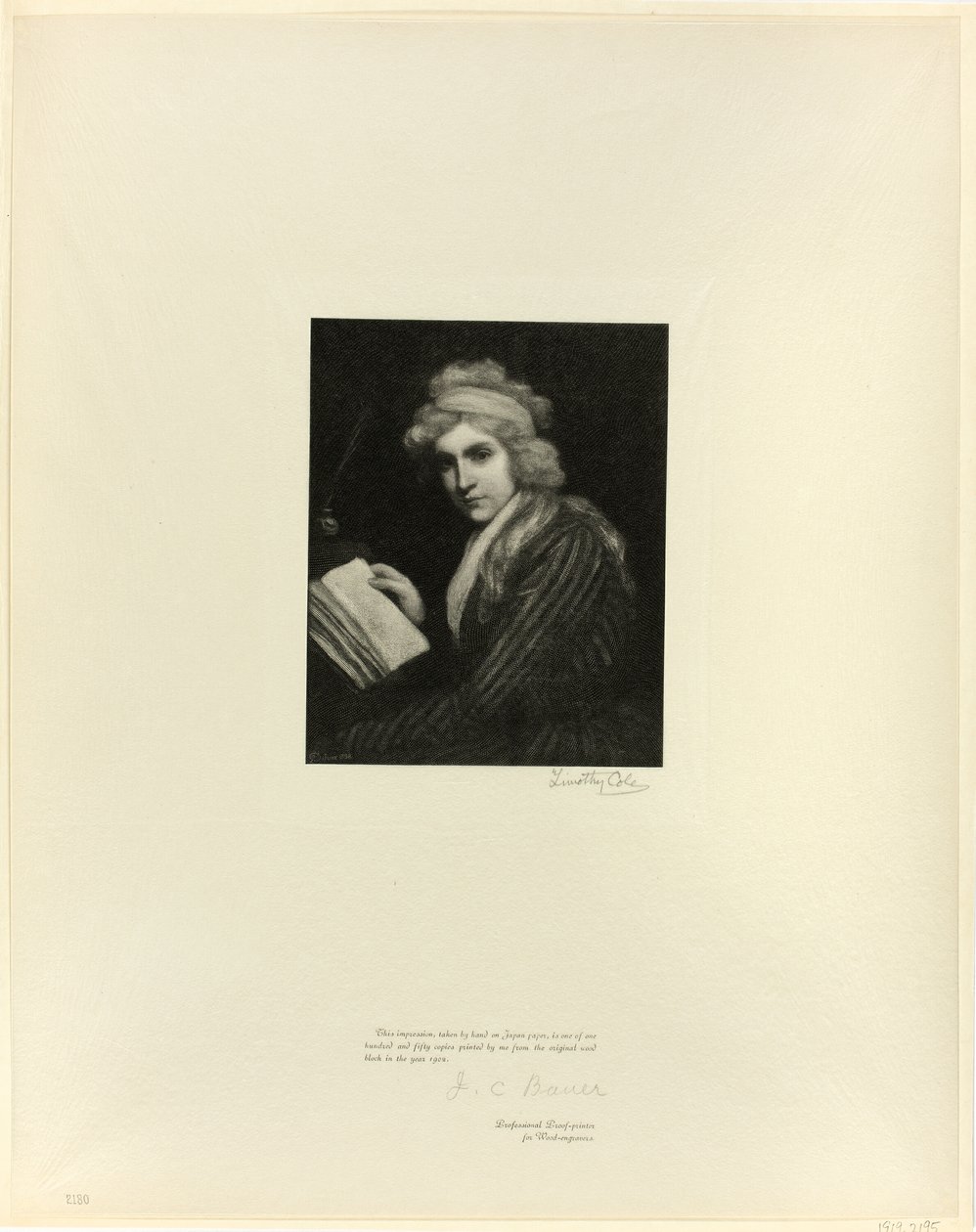 Portret van Mary Wollstonecraft, uit Oude Engelse Meesters door Timothy Cole