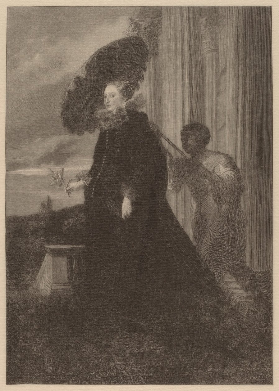Marchesa Elena Grimaldi, vrouw van Marchese Nicola Cattaneo door Timothy Cole after Sir Anthony van Dyck