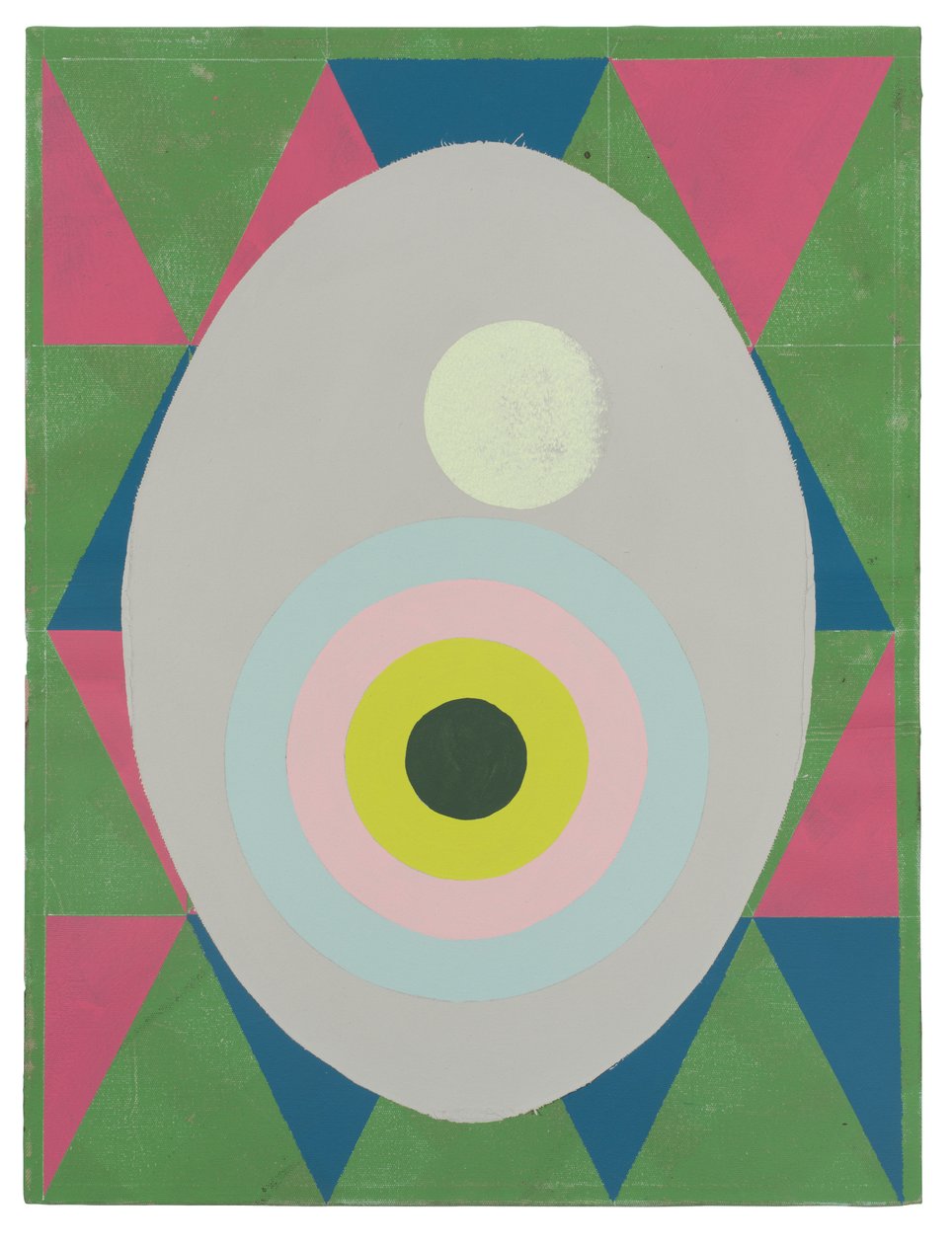 Egg is the Answer, 2023 (latex, collage en email op doek) door Timothy Gierschick II