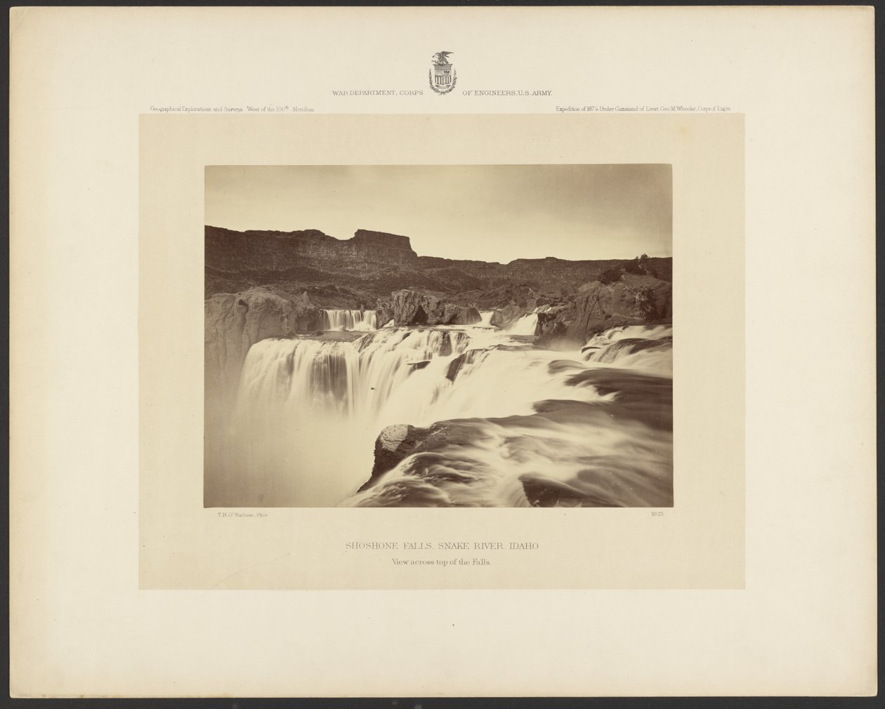 Shoshone watervallen, Snake River, Idaho, Uitzicht over de top van de watervallen door Timothy H. OSullivan