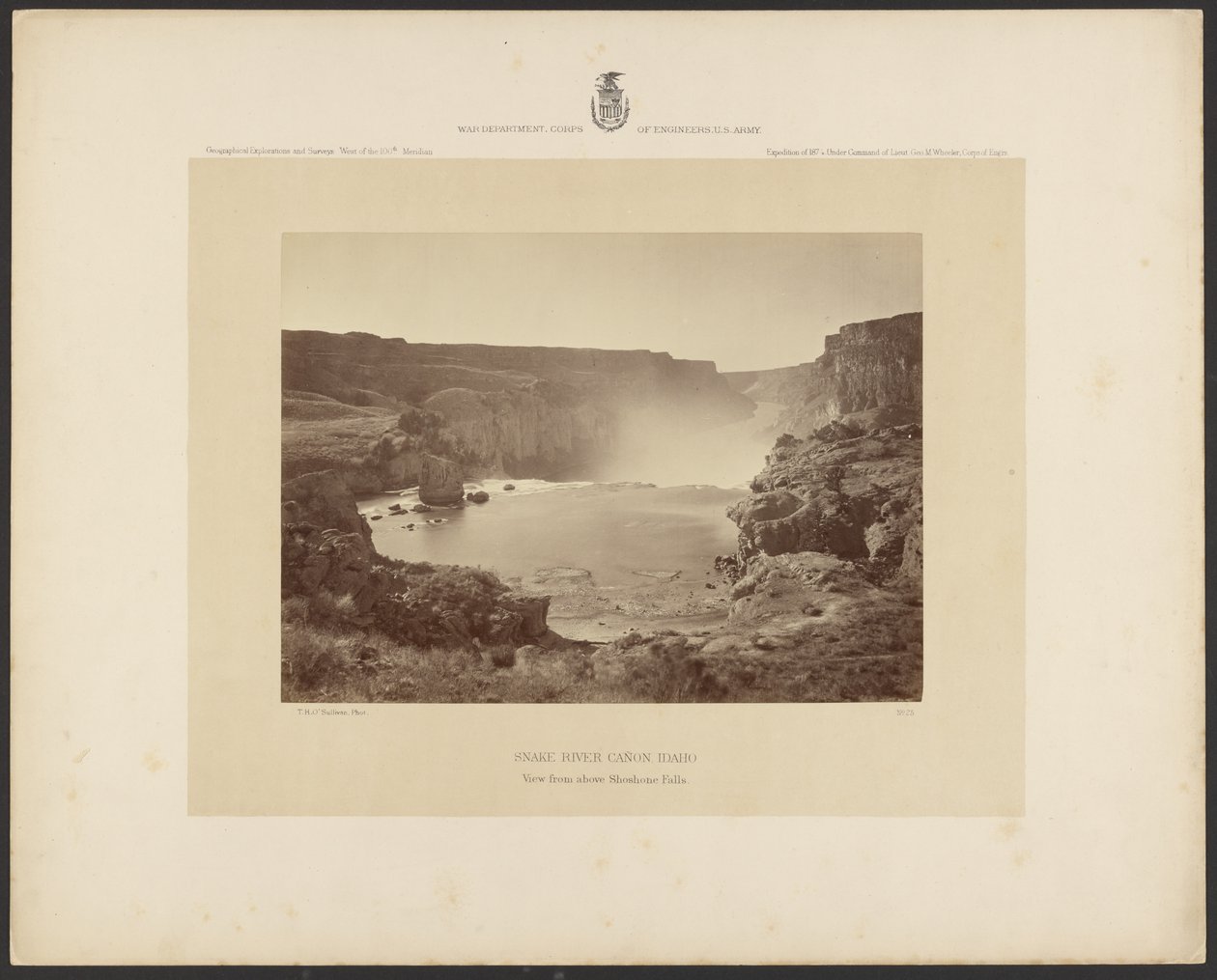 Snake River Cañon, Idaho, Uitzicht van boven Shoshone watervallen door Timothy H. OSullivan