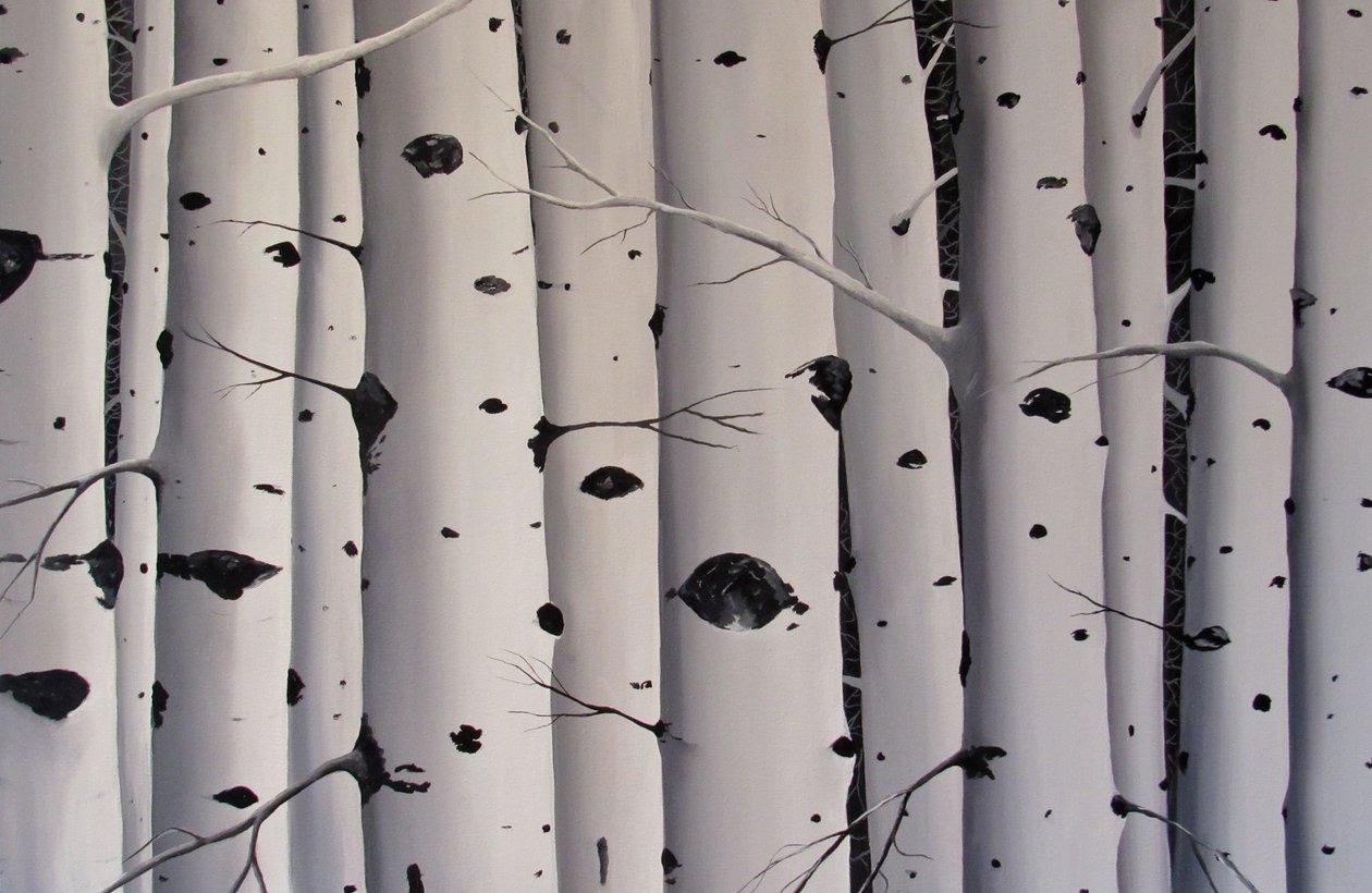 Berkenbomen, 2017 (acryl op doek) door Tina Palmer