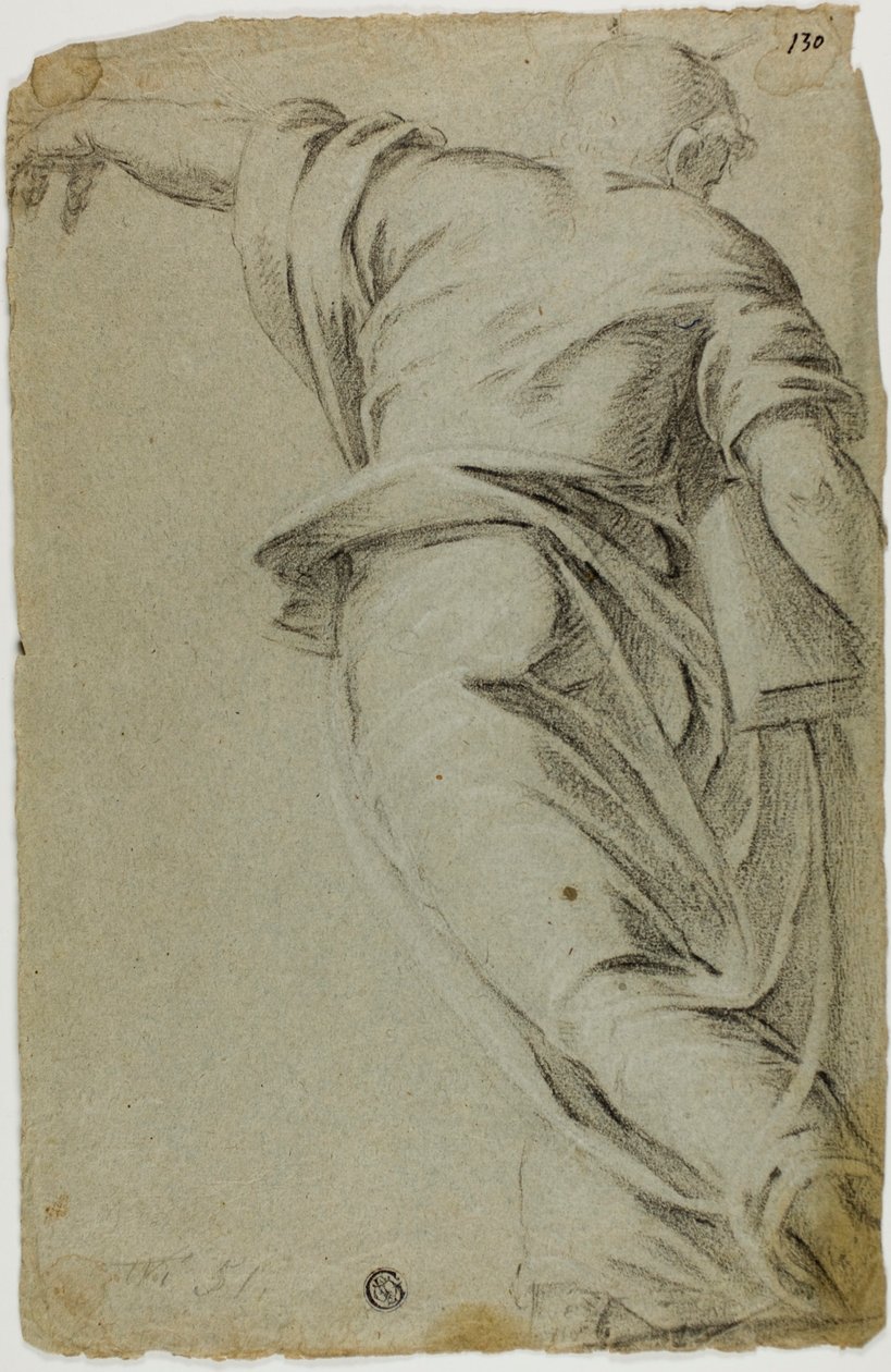 Mozes die naar Links Stapt en met de Linkerhand Wijst door Tintoretto