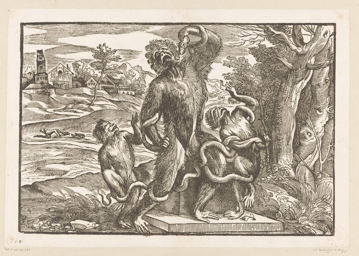 Karikatuur op de Laocoöngroep door Titiaan