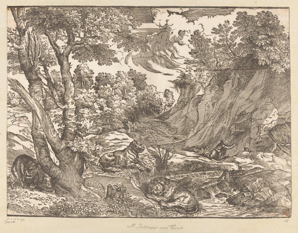 Landschap met de heilige Hieronymus door Titiaan