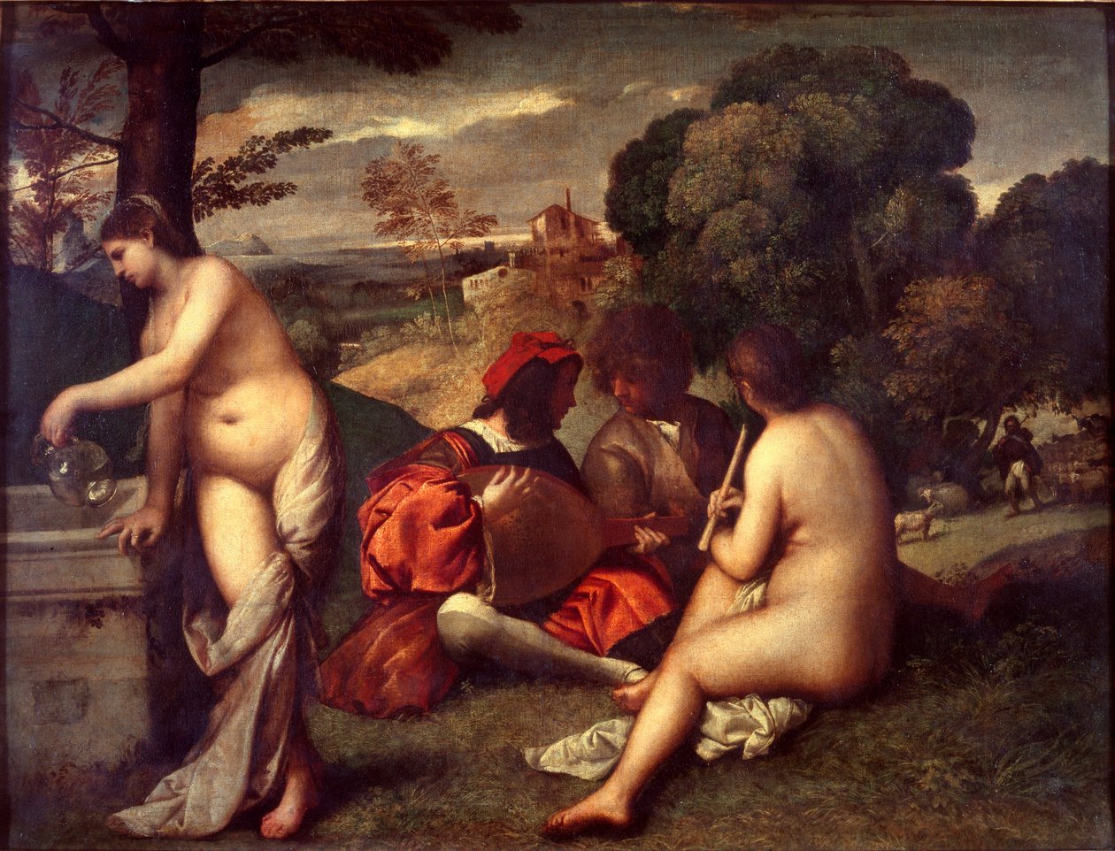 Het Pastorale Concert, ca. 1509 door Titian (c.1488 1576) (attr. to)