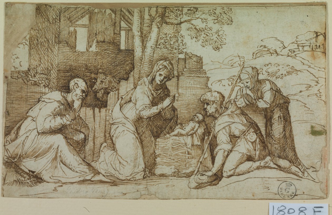 Aanbidding van de herders door Titian (c.1488 1576)