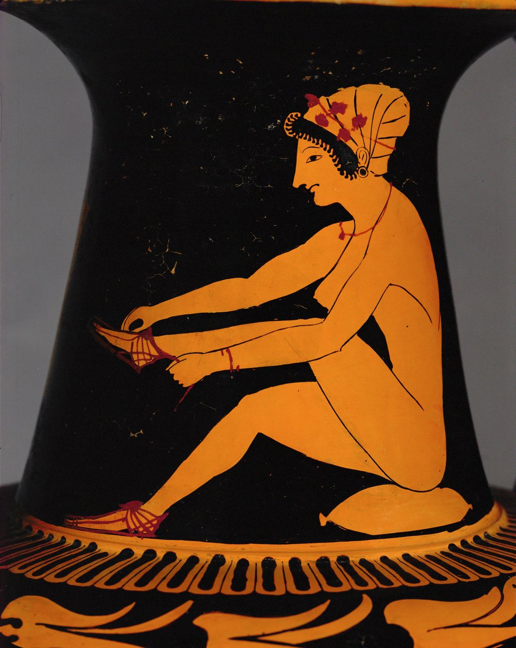 courtisane maakt haar sandalen vast ... door Titian (c.1488-1576)