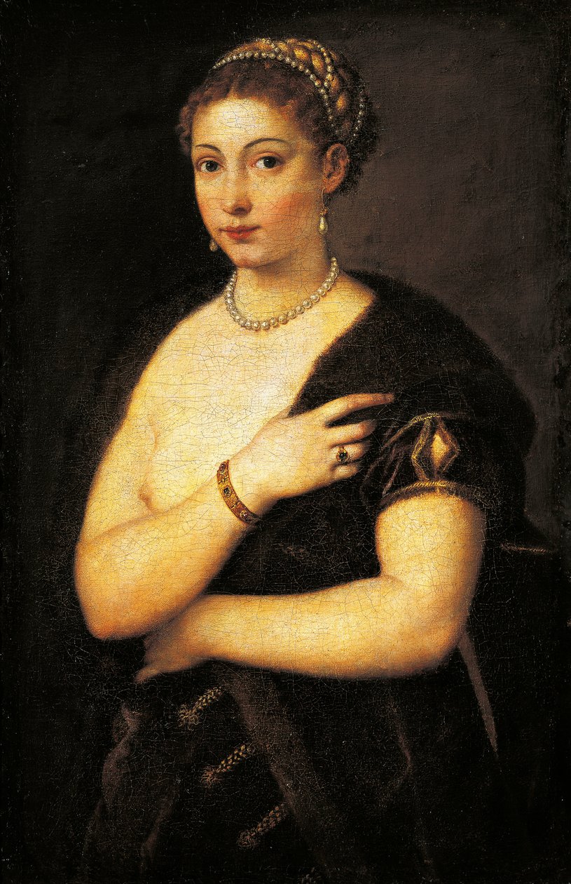 Meisje in bont door Titian (c.1488 1576)