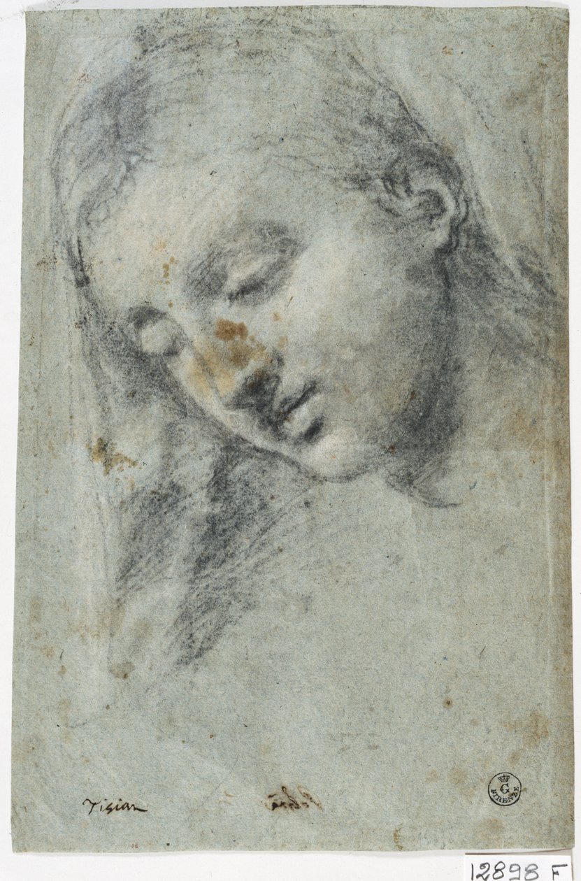 Hoofd van een Vrouw door Titian (c.1488-1576)