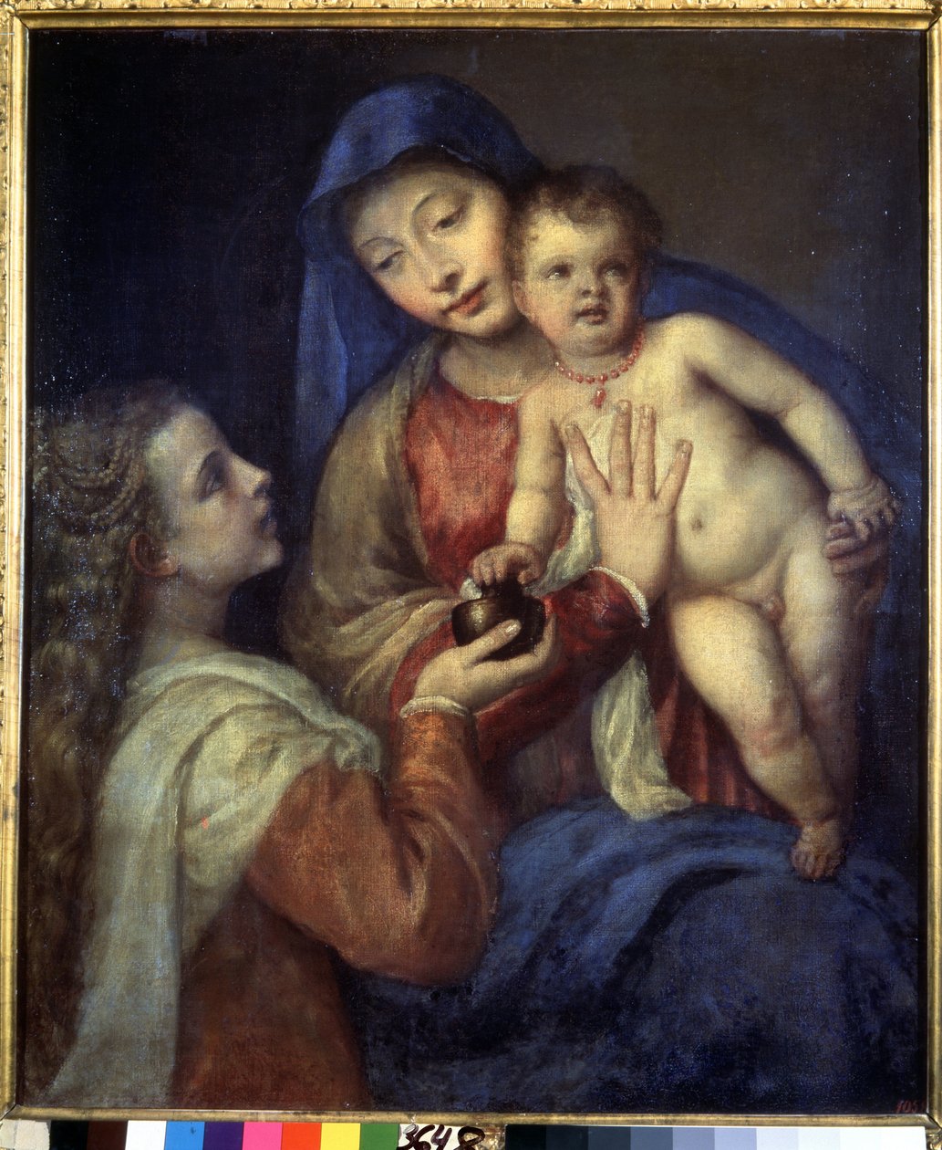Madonna en kind met Maria Magdalena door Titian (c.1488 1576)