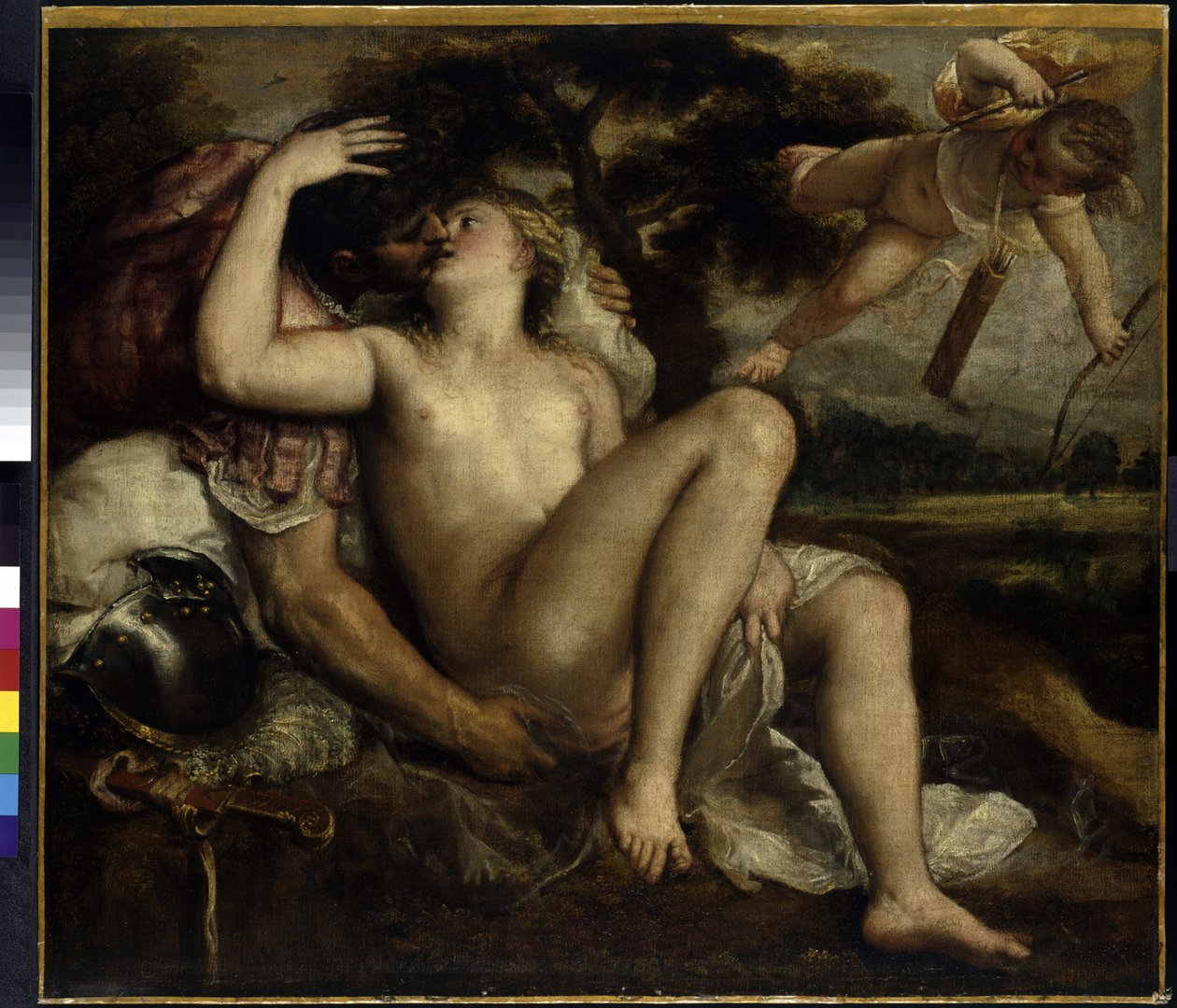 Mars, Venus en Cupido door Titian (c.1488 1576)