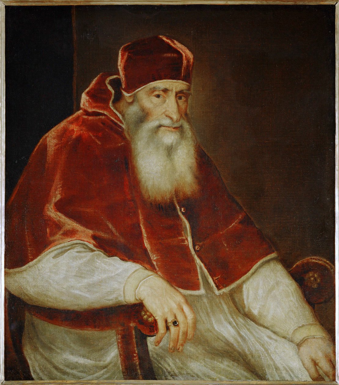 Paus Paulus III Farnese ... (schilderij op doek) door Titian (c.1488 1576)