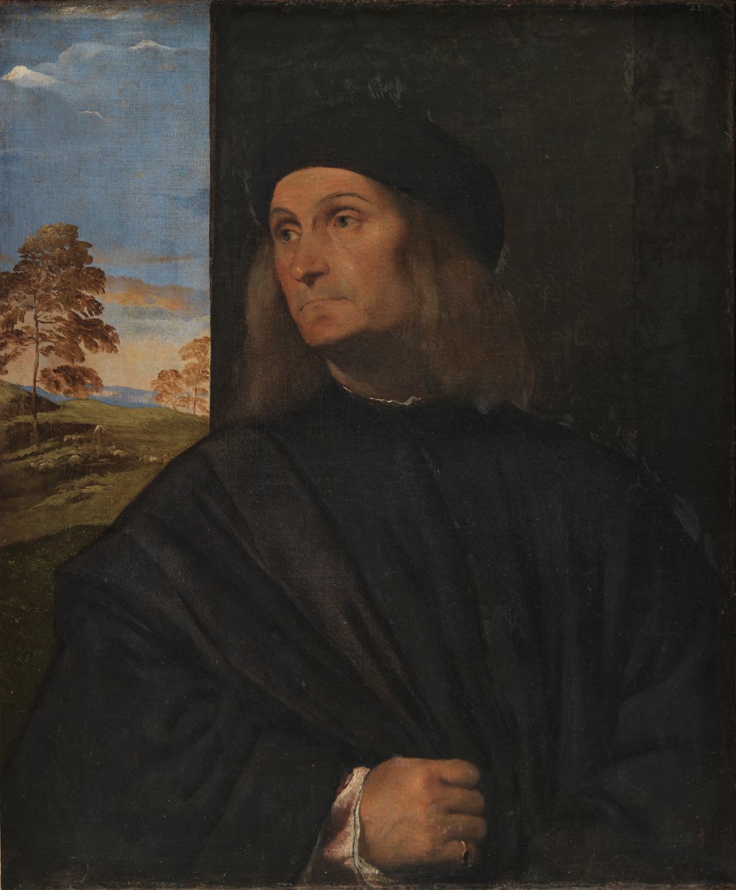 Portret van de Venetiaanse schilder Giovanni Bellini? door Tiziano Vecelli