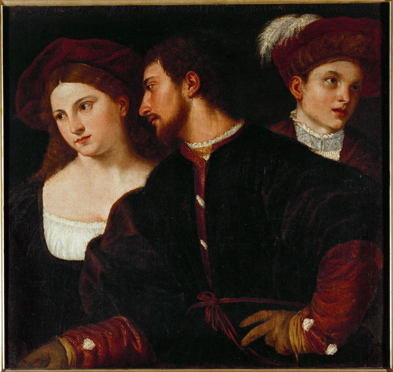 Zelfportret met vrienden ... door Titian (c.1488 1576)