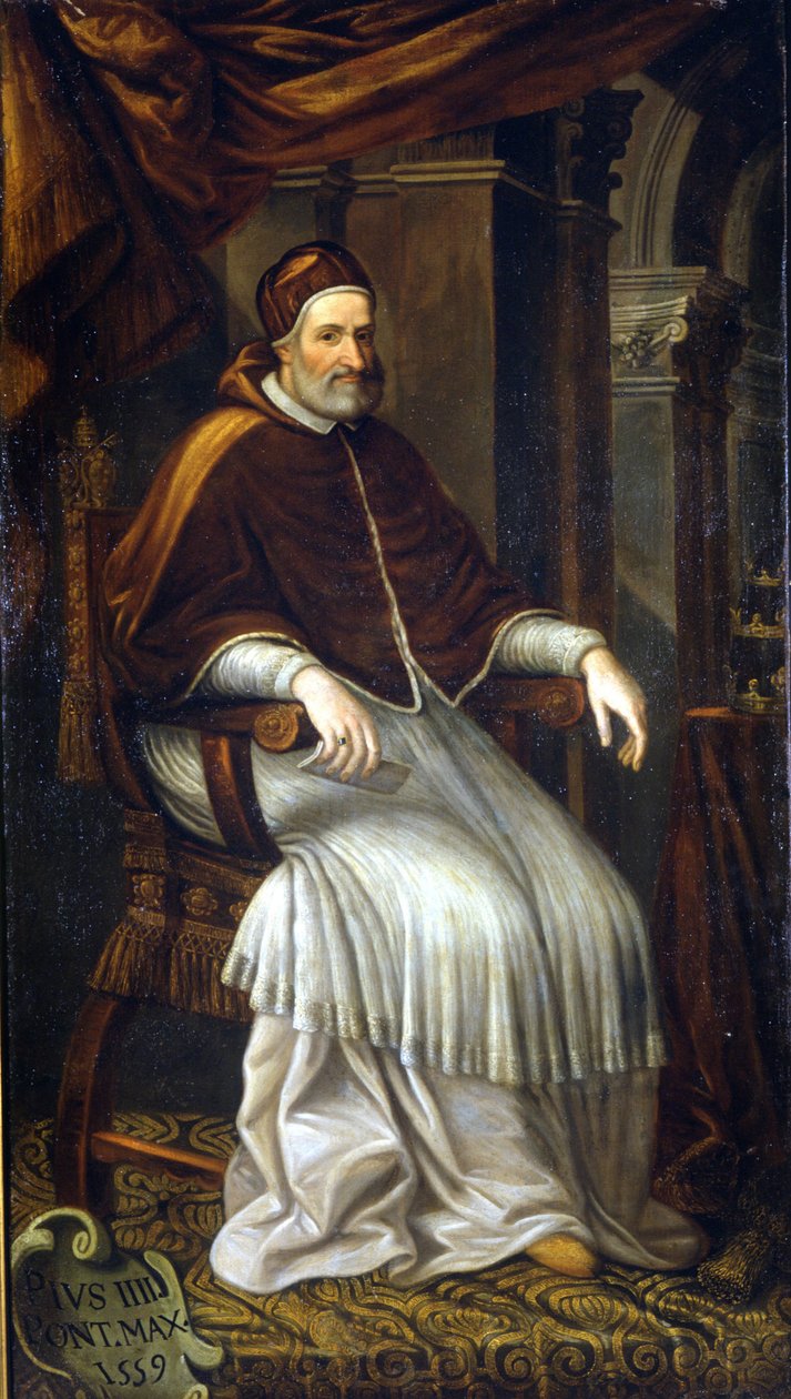 Pius IV (1499 - 1565). Schilderij door Bizzozzero. Milaan, Collectie van Ca 