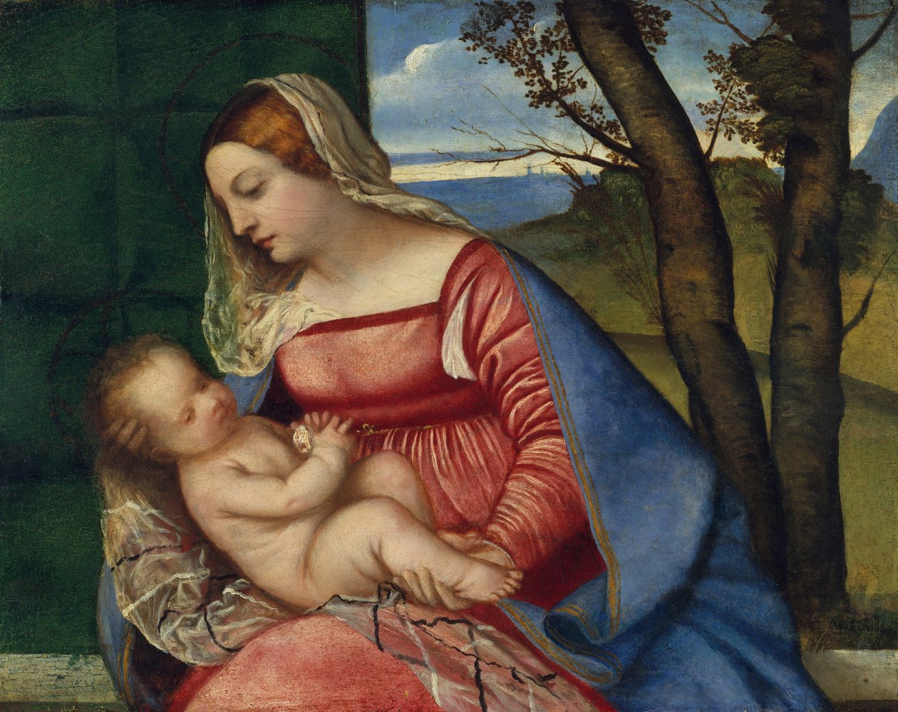 Madonna en Kind door Tiziano Vecelli