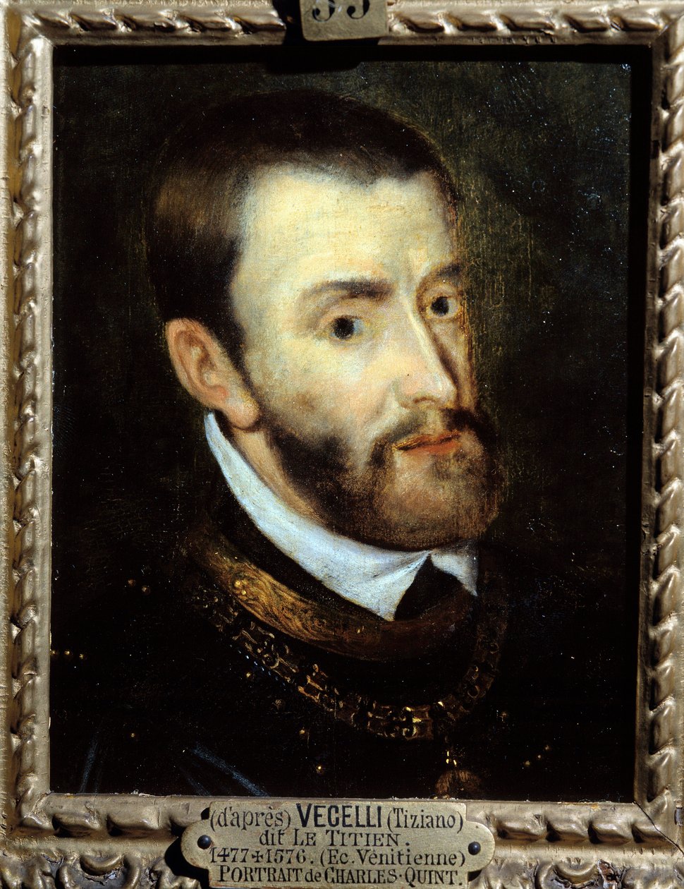 Portret van keizer Karel V (1500-1558) door Titian (c.1488 1576)