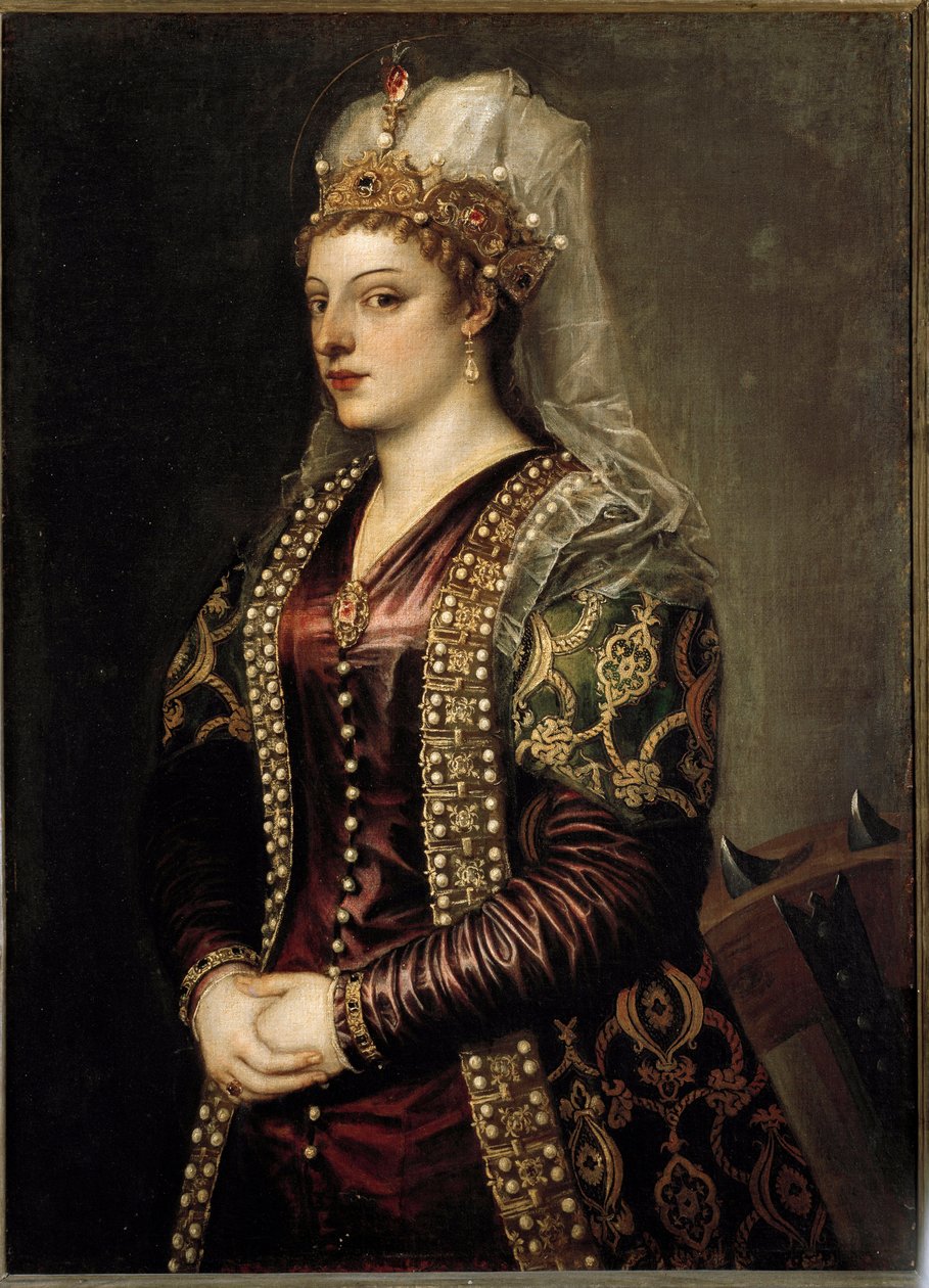 Portret van de koningin van Cyprus Caterina Cornaro, als Sint Catharina van Alexandrië door Tiziano Vecelli