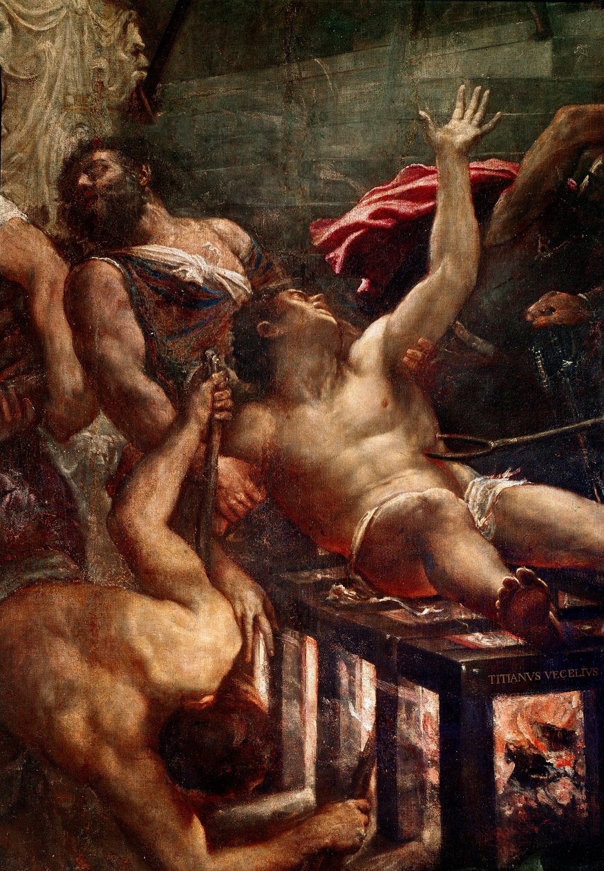 Het martelaarschap van Sint Laurentius (detail) door Titian (c.1488 1576)
