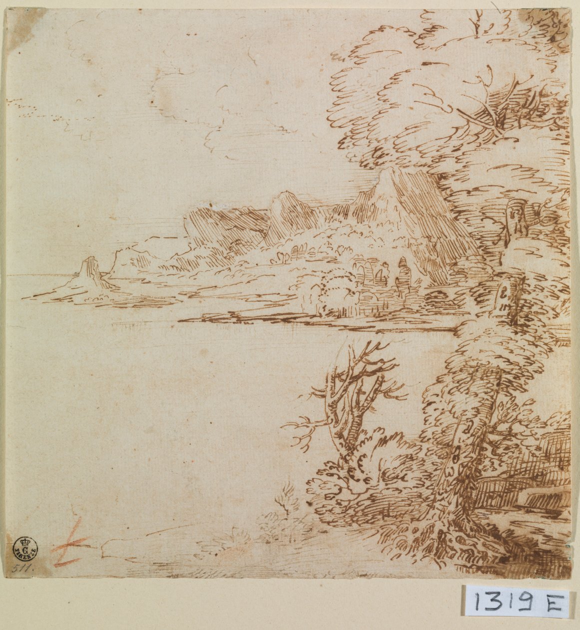 Uitzicht op een bergachtige kust door Titian (c.1488 1576)