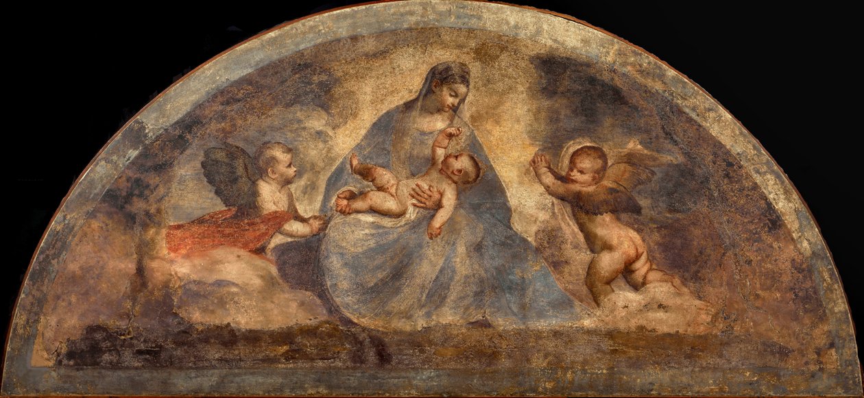 Madonna en Kind met twee engelen, ca. 1519 door Titian
