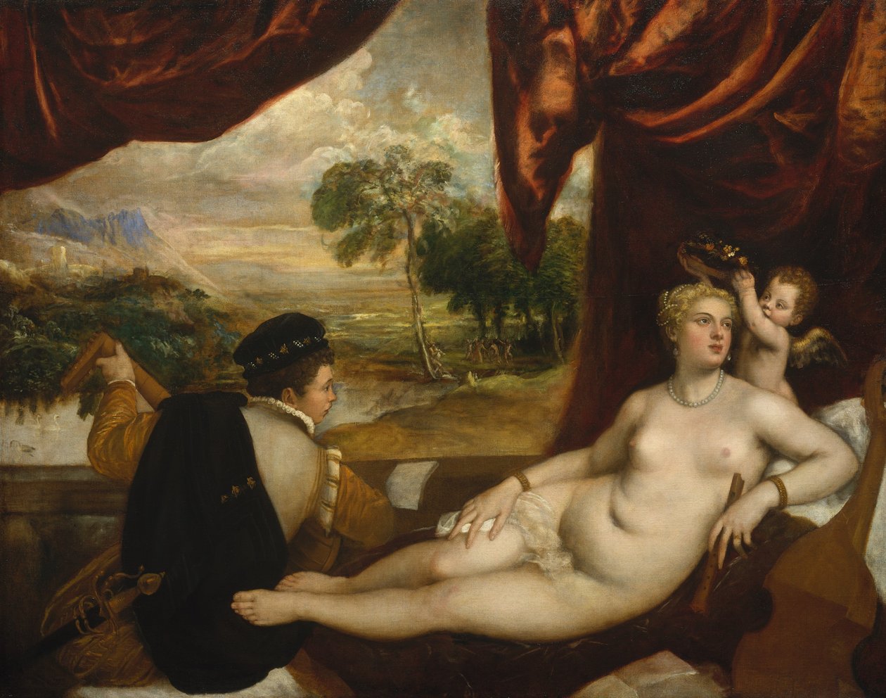 Venus en de Luitspeler door Tiziano Vecelli