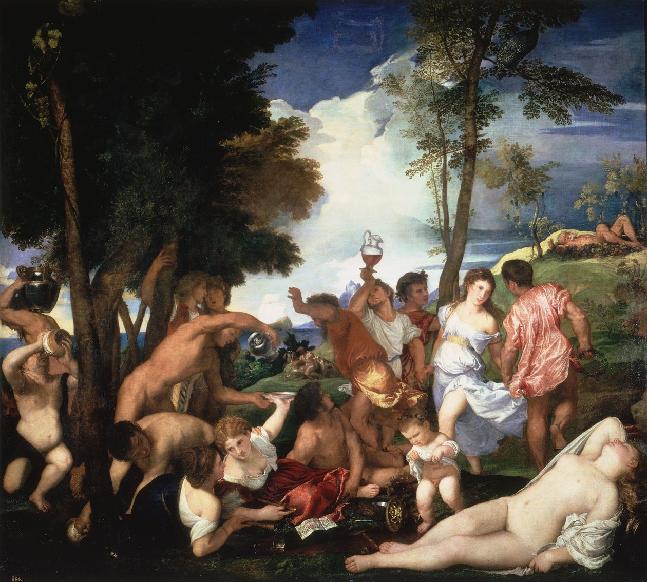Bacchanaal van de Andriërs door Tiziano Vecelli