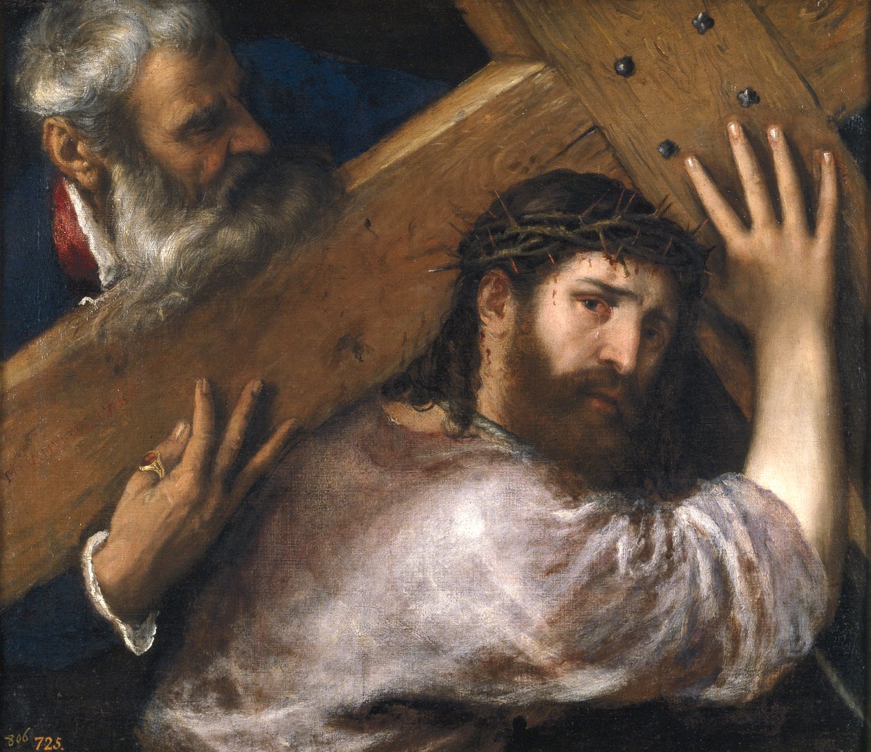 Christus draagt het Kruis door Tiziano Vecelli