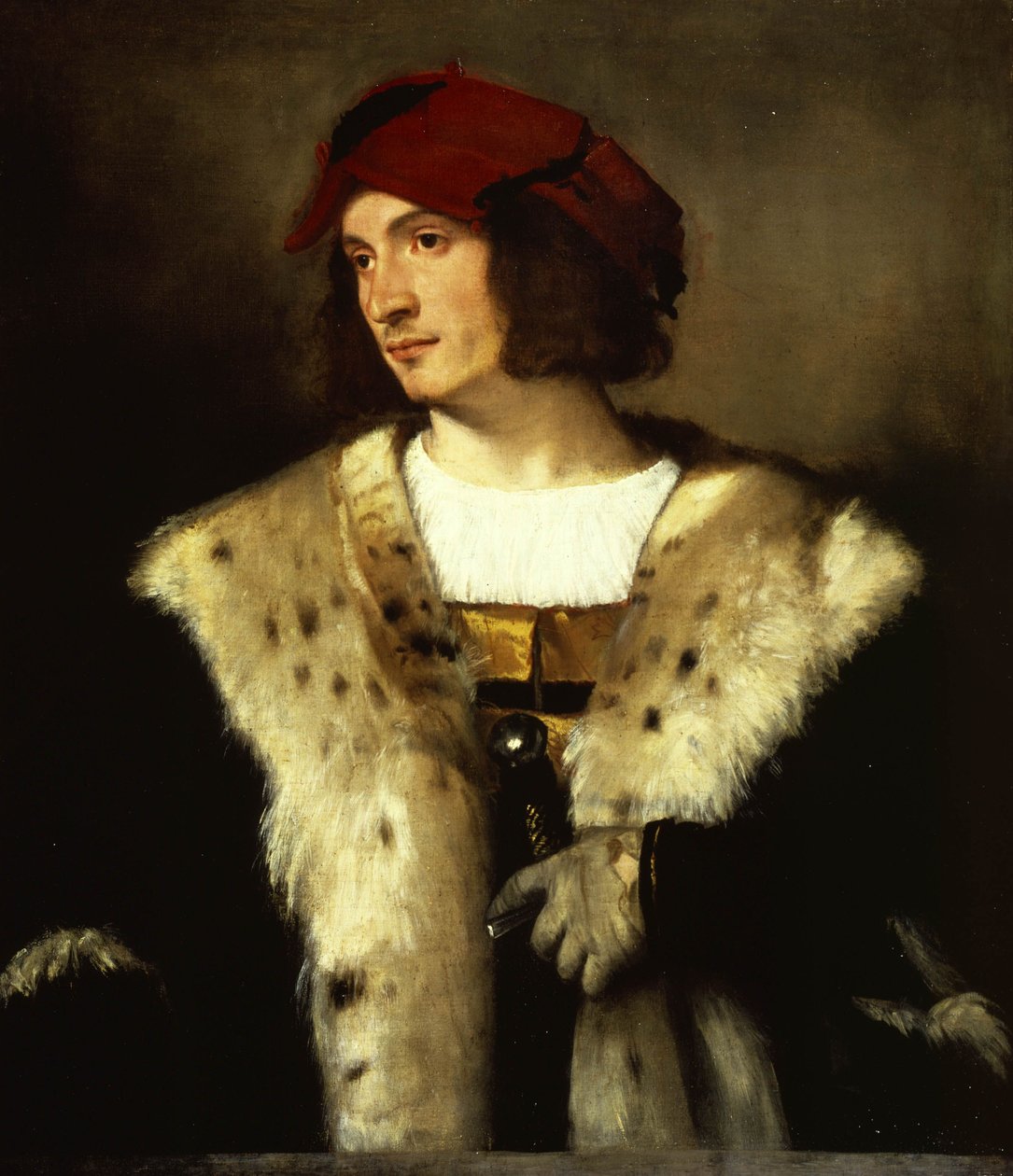 Portret van een Man met een Rode Muts door Tiziano Vecelli