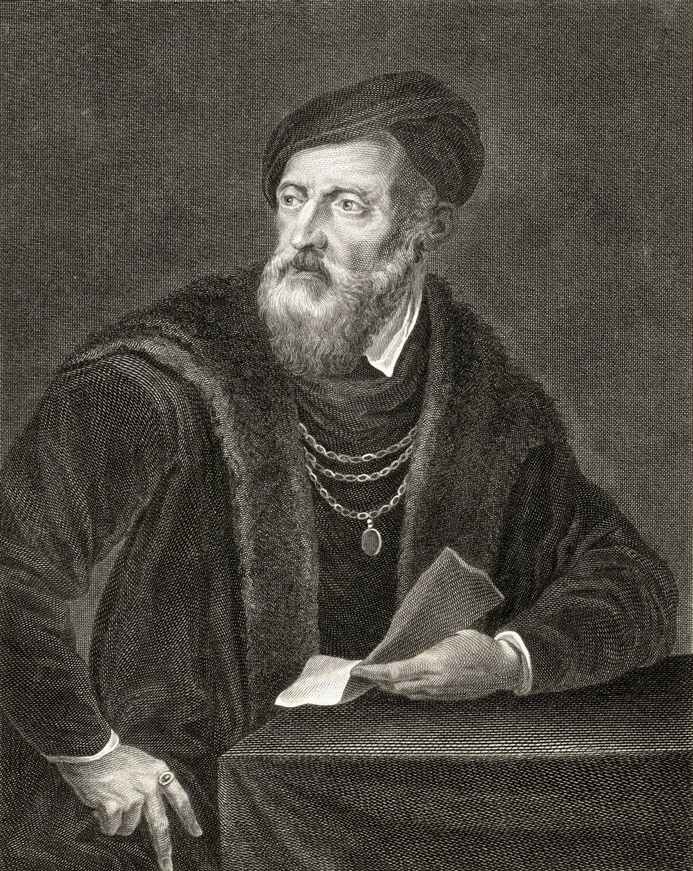Zelfportret, gegraveerd door Antoine Louis Romanet (1742-c.1810) door Tiziano Vecelli