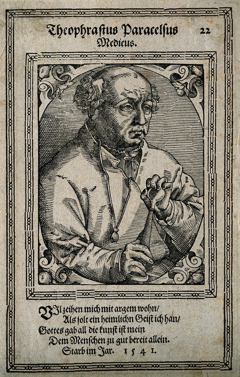 Philippus Theophrastus Aureolus Bombastus von Hohenheim Paracelsus, 1587 door Tobias Stimmer