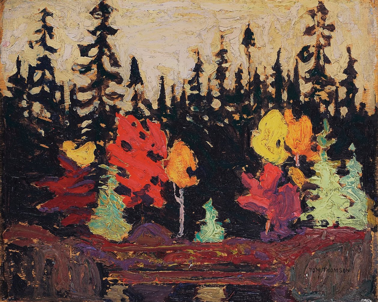 Zwarte Spar en Esdoorn door Tom Thomson