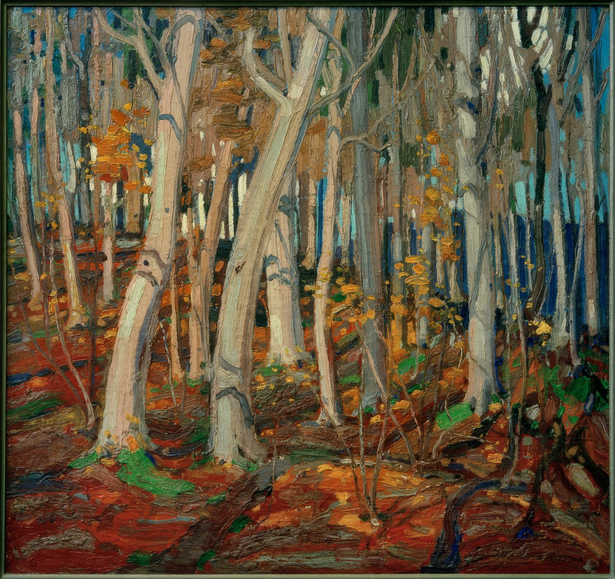 Esdoornbossen, kale stammen, 1916 door Tom Thomson