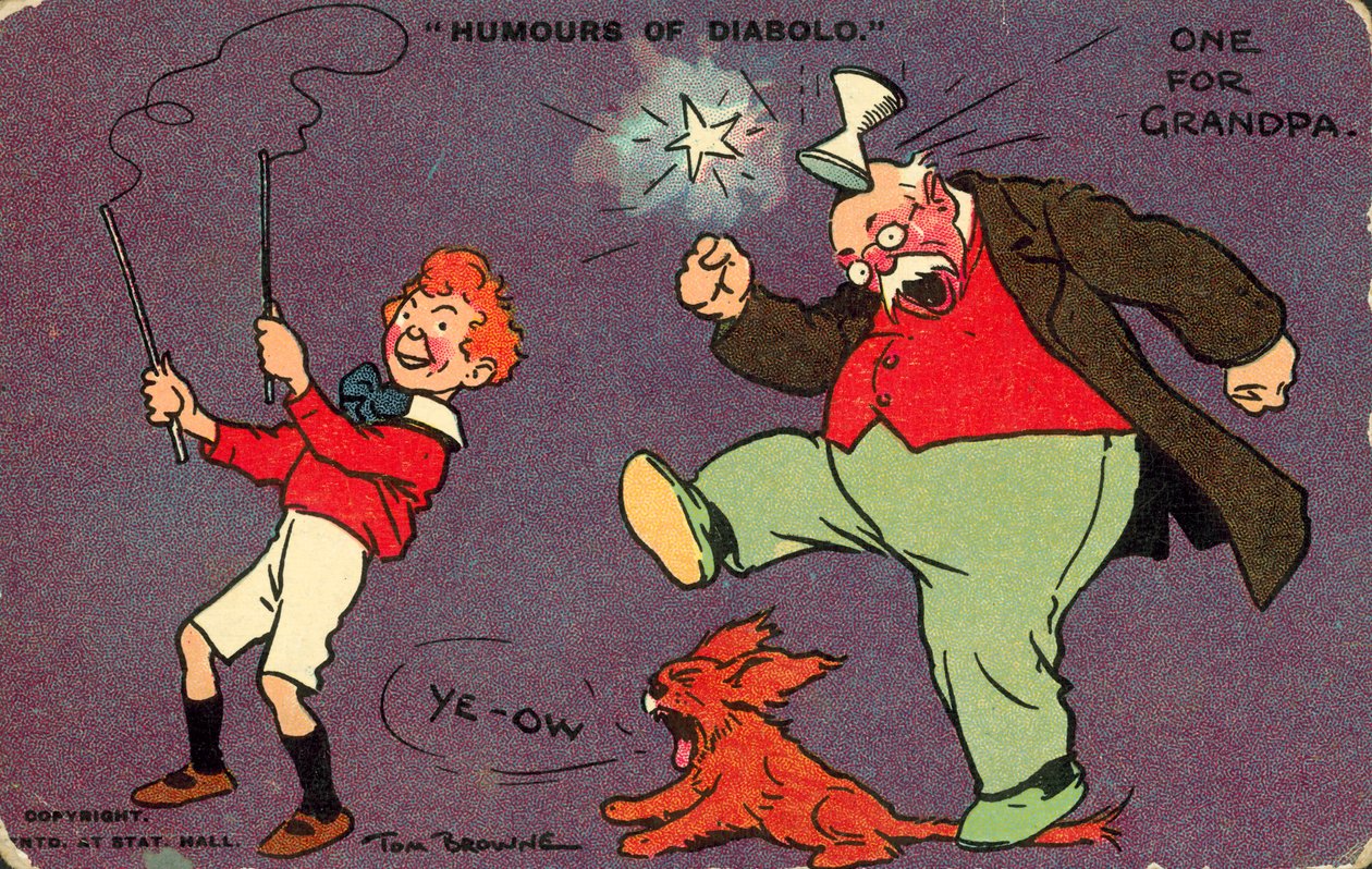 Diabolo humor (kleurenlitho) door Tom Browne