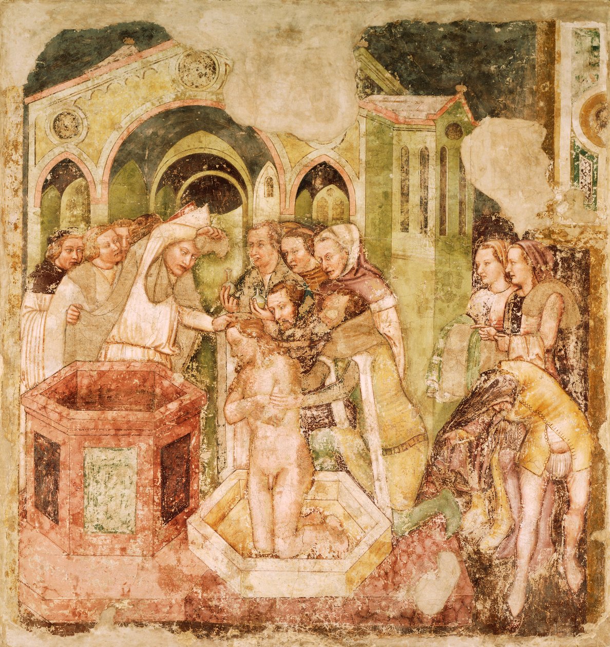 Legende van St. Ursula: Doop van de prins van Engeland door Tomaso da (late 15th century) Modena