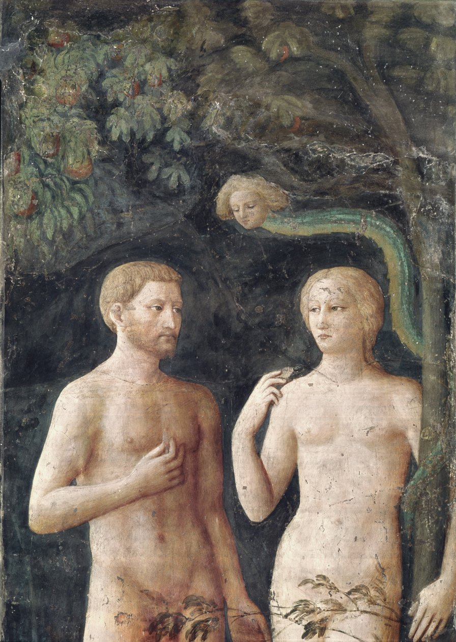 Detail van de Verleiding van Adam en Eva, ca.1423-25 fresco (detail) door Tommaso Masolino da Panicale