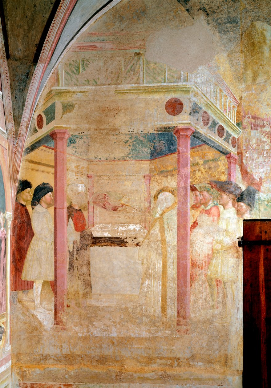 Leven van Sint Johannes de Doper: De annunciatie aan St. Zacharias door Tommaso Masolino da Panicale