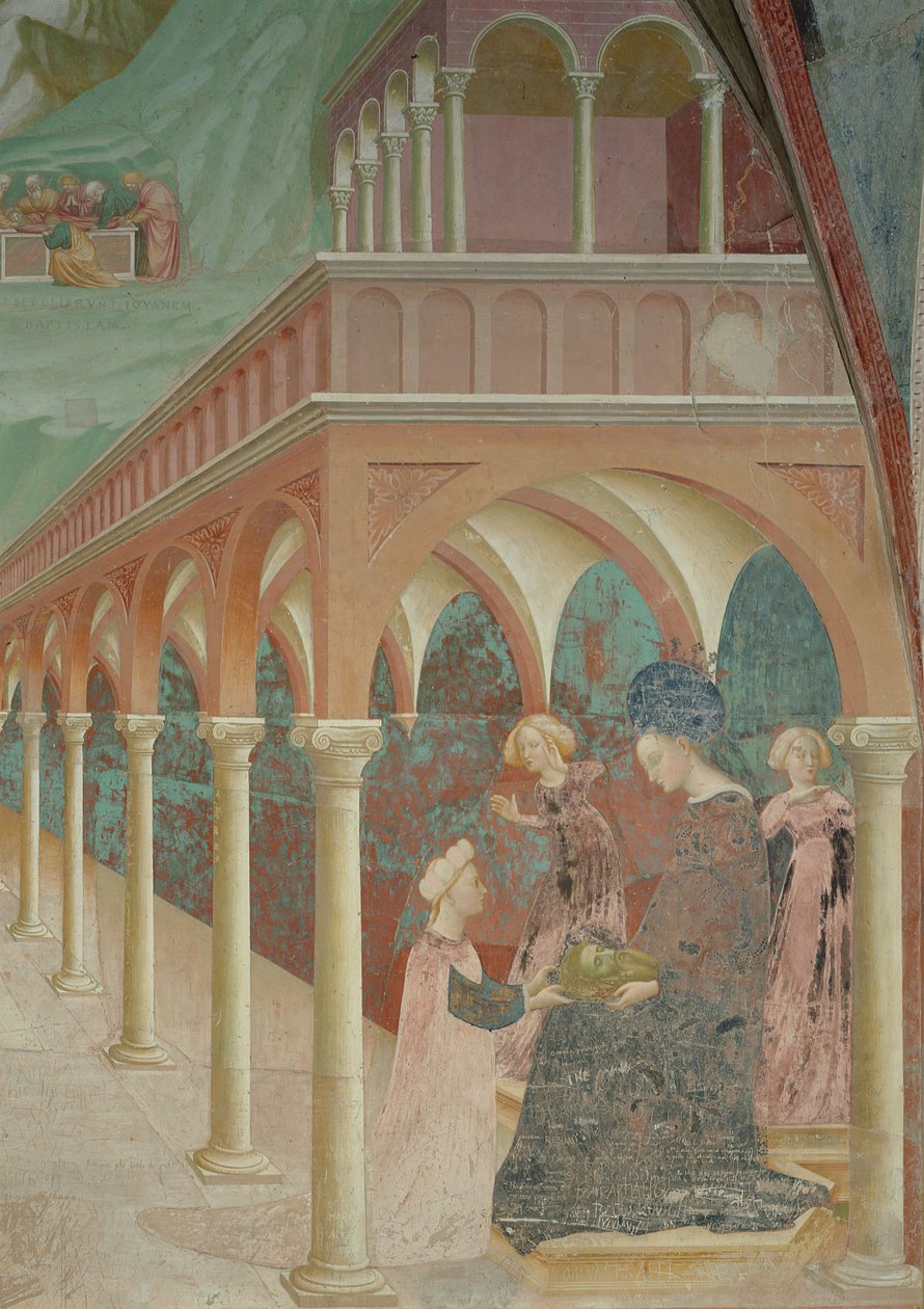 Salome presenteert het hoofd van Johannes de Doper aan haar moeder Herodias, 1435 door Tommaso Masolino da Panicale