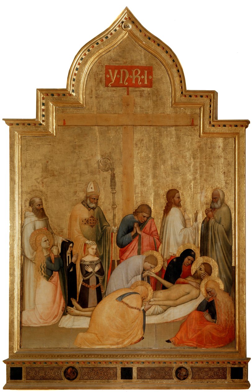 Pieta met Sint Remigius en Sint Benedictus (tempera op hout, ca.1365) door Tommaso di Stefano Giottino