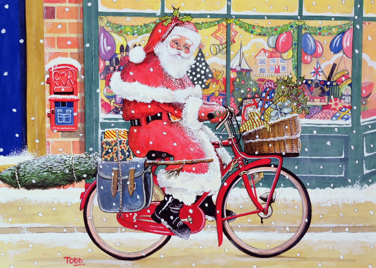 Kerstman op een fiets door Tony Todd