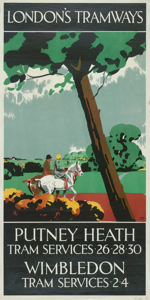 Putney Heath, Wimbledon, London County Council LCC Tramways poster, 1927 door Tony Castle