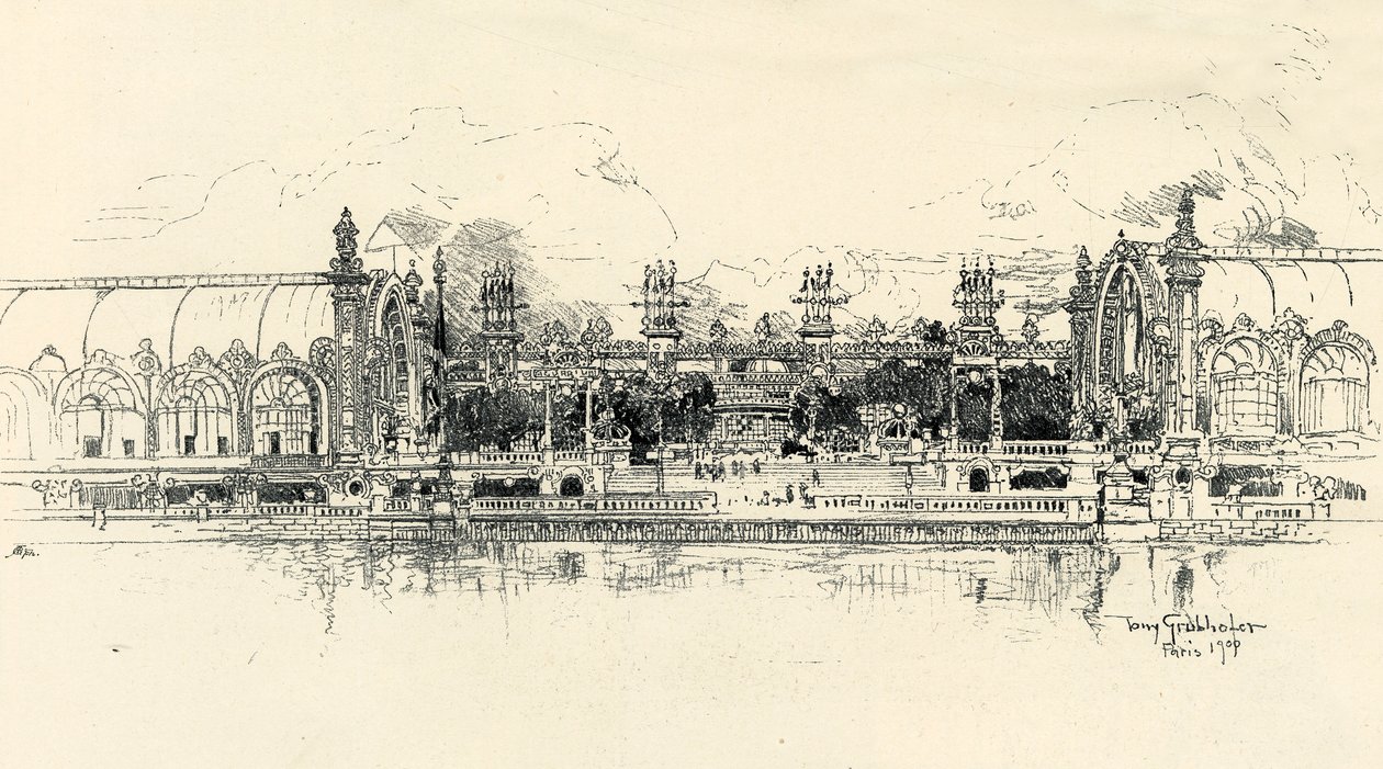 De paviljoens van tuinbouw en bosbouw door Tony Grubhofer, 1900 door Tony Grubhofer