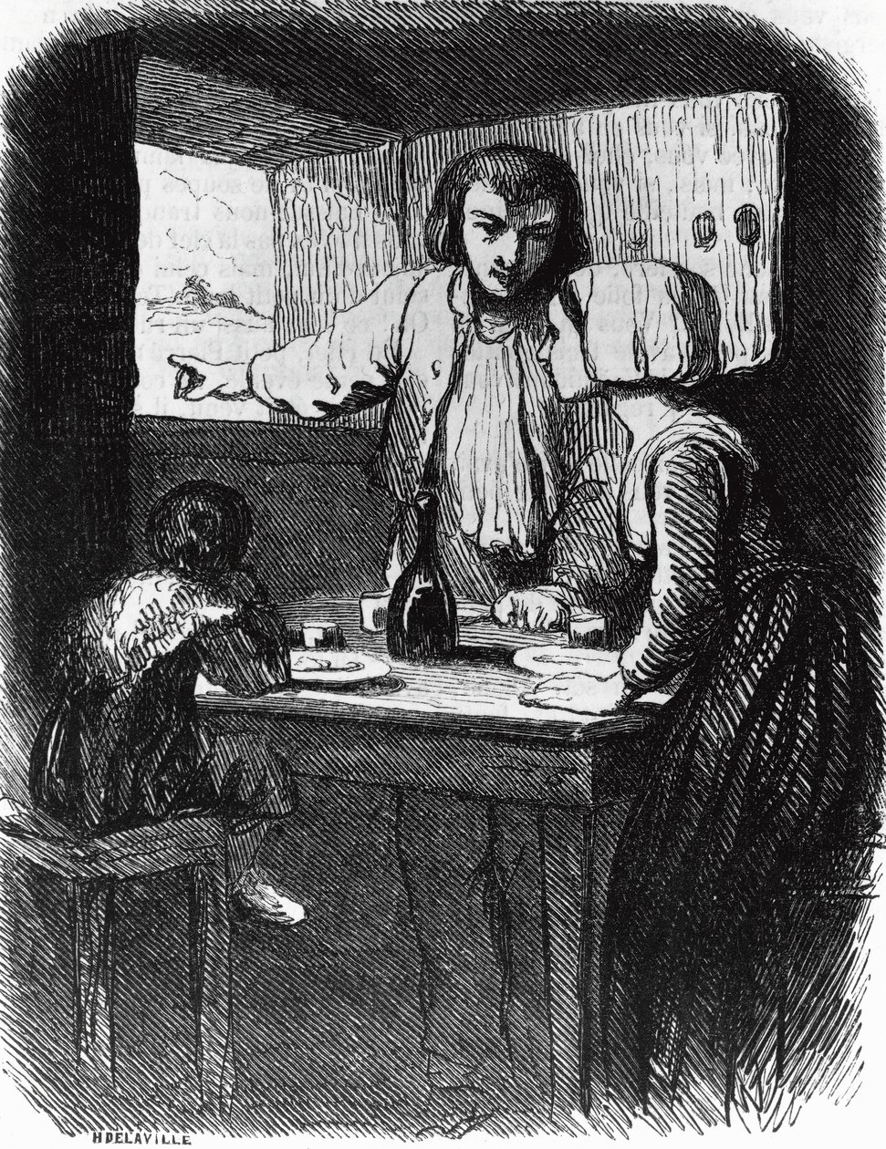 Illustratie voor La Mare au Diable, roman door George Sand (1804-1876), gravure door Henri Delaville (actief midden 19e eeuw) naar tekening door Tony Johannot (1803-1852) door Tony Johannot