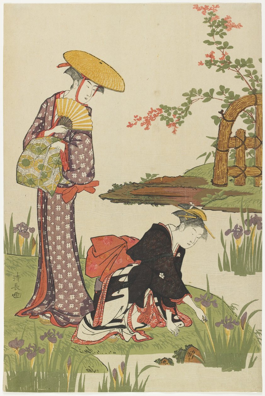Vrouwen bij een Irissenvijver, 1785 door Torii Kiyonaga