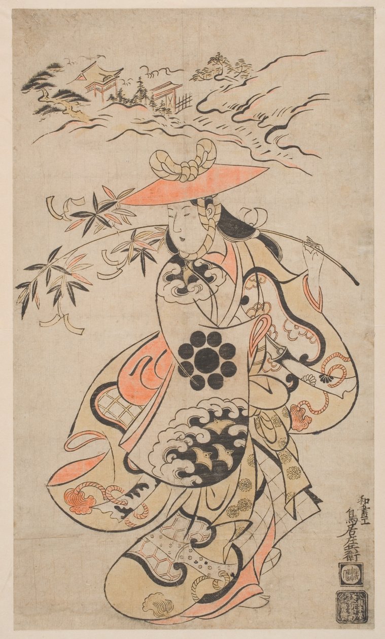 Sawamura Kodenji als Tsuyu-no-Mae, 1698 door Torii Kiyonobu I Torii Kiyonobu I